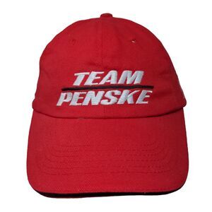 Team Penske Strapback Hat Red Embroidered Signature #3 #6 Embroidered Logo